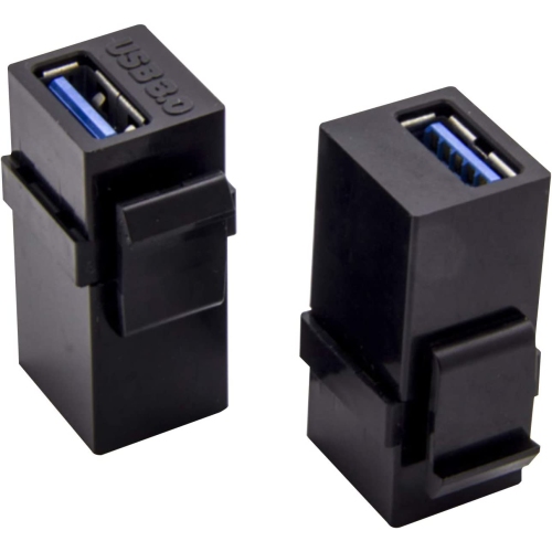 A USB 3.0 Keystone Jack Inserts Female to Female Adapters Coupler Insert Snap-in Connector Socket Adapter Port for Wall Plate Outlet Panel - Black