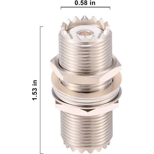 X PL-259 Bulkhead Connector 50Ω Impendence UHF Female to UHF Female Adapter SO239 Nut Bulkhead Panel Mount CB Radio Adapter