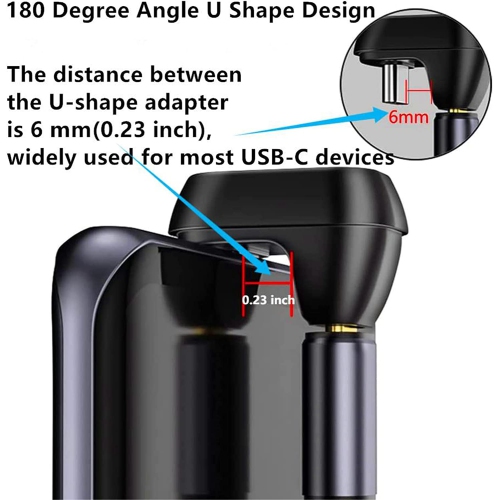 Adaptateur USB C de 40 Gb/s à angle de 180 degrés; Adaptateur USB 4 de type C mâle à femelle; Rallonge PD 100 W; chargement rapide 8K à 60 Hz pour