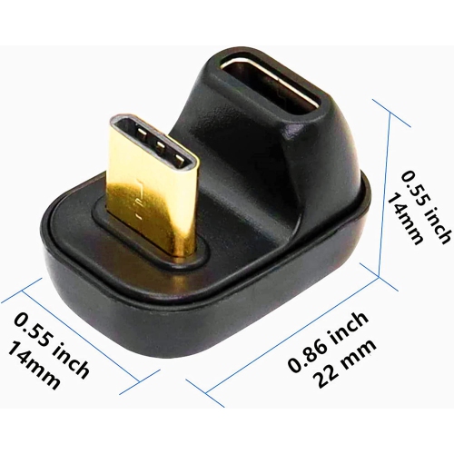 Adaptateur USB C de 40 Gb/s à angle de 180 degrés; Adaptateur USB 4 de type C mâle à femelle; Rallonge PD 100 W; chargement rapide 8K à 60 Hz pour