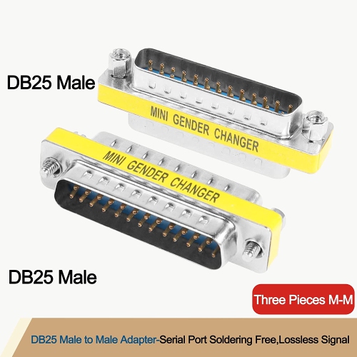 M DB25 25 Pin Gender Changer D-SUB 25Pin Coupler Serial Cable Gender Changer RS232 VGA Adapter Connetor for Applications Pack of 2