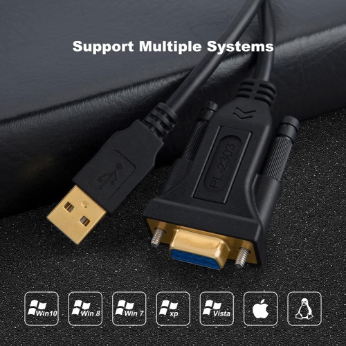 USB to RS232 Adapter with PL2303 Chipset, C 10 ft USB 2.0 Male to RS232 Female Gold Plated DB9 Serial Converter Cable for Windows 10, 8.1, 8, 7,