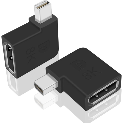 P Mini Displayport to Displayport Adapter, 90 Degree Mini DP to DP Adapter 1.4, Thunderbolt 2/ Mini DP Male to DP Female Extension Adapter 8K@60hz