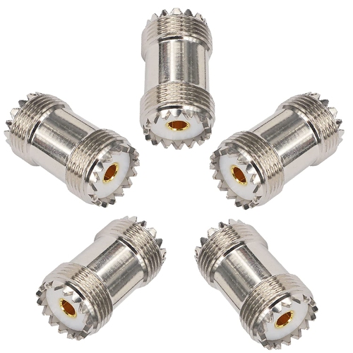 B 5PCS UHF Female to Female SO239 Barrel Coax Connector UHF SO-239 RF Coaxial Adapter UHF Double Female Coupler Joiner for CB Ham Radio WiFi Antenna