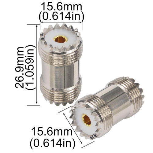 B 5PCS UHF Female to Female SO239 Barrel Coax Connector UHF SO-239 RF Coaxial Adapter UHF Double Female Coupler Joiner for CB Ham Radio WiFi Antenna