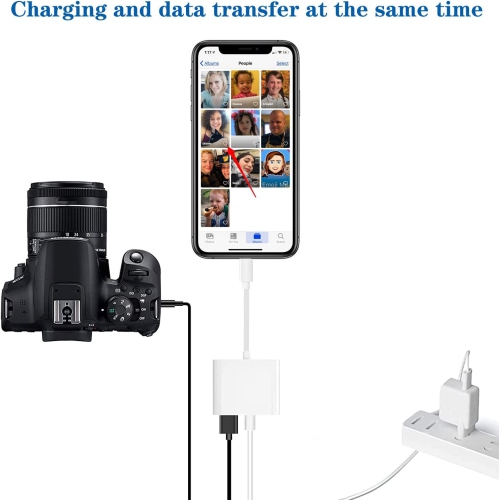 Lightning to USB Camera Adapter with Charging Port, USB 3.0 OTG Cable for iPhone/iPad to Connect Card Reader, USB Flash Drive, U Disk, Keyboard,