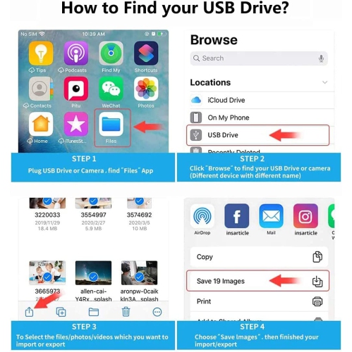 Lightning to USB Camera Adapter with Charging Port, USB 3.0 OTG Cable for iPhone/iPad to Connect Card Reader, USB Flash Drive, U Disk, Keyboard,