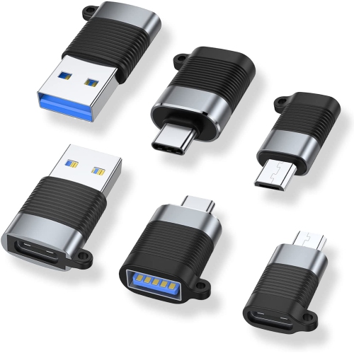 DOLAER  A USB C Adapter (6 Pack), Micro USB Male to USB C Female, USB 3.0 Male to USB C Female, USB Type-C Male to USB 3.0 Female Converter Connector