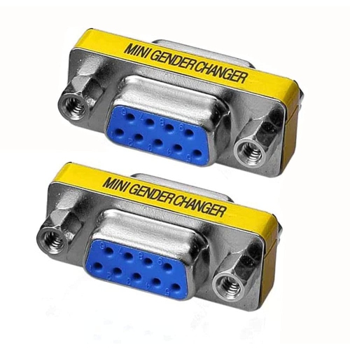 DOLAER  T Db9 Adapter, 9 Pin Db9 Rs-232 Female to Female Serial Cable Changer Adapter for Changing The Gender On Monitor Style (2PCs) (Db9 F/f)