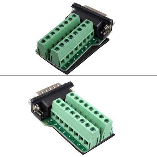F DB15 D-SUB Male and Female Connector 15-pin 2-Row Adapter Module Breakout Board DB15 Connector to Wiring Terminal Solder-Free with Nut
