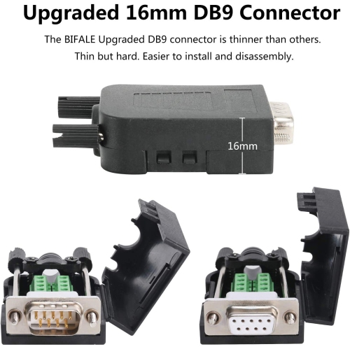 DB9 Breakout Connector, B DB9 Solderless Connector RS232 D-SUB Serial Adapters 16mm thinner 9 Pin Port Terminal Breakout Board with Case Long Bolts