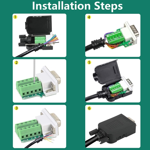 DB9 Breakout Connector, B DB9 Solderless Connector RS232 D-SUB Serial Adapters 16mm thinner 9 Pin Port Terminal Breakout Board with Case Long Bolts