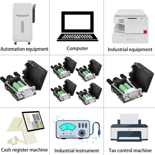 DB9 Breakout Connector, B DB9 Solderless Connector RS232 D-SUB Serial Adapters 16mm thinner 9 Pin Port Terminal Breakout Board with Case Long Bolts