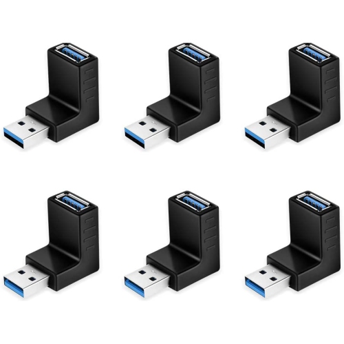 E 90 Degree Usb Adapter 6 Pack Right Angle Usb Adapter Male To Female Super Speed Usb 30 3041