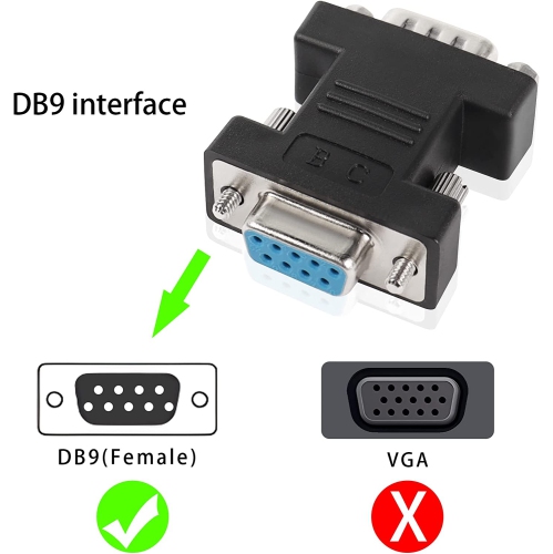 Q RS232 DB9 Female to Male Extender Connector Adapter DB 9 Pin Serial Converter, for Serial Communication Interface Devices, Black