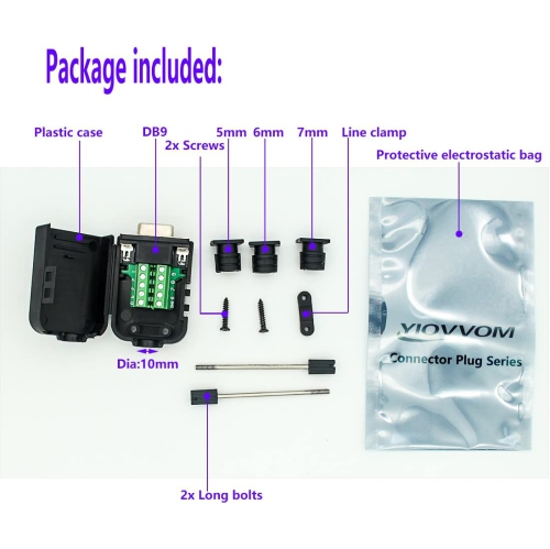 Y DB9 Breakout Connector to Wiring Terminal RS232 D-SUB Female Serial Adapters Port Breakout Board Solder-Free Module with case