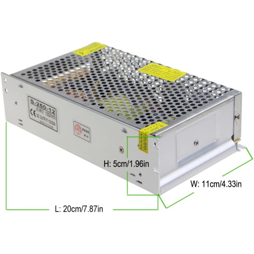 A DC 12V 20A 240W Power Supply Transformer Switch AC 110V/220V to DC 12V 20amp Switching Adapter Converter Driver for LED Strip Light CCTV Camera