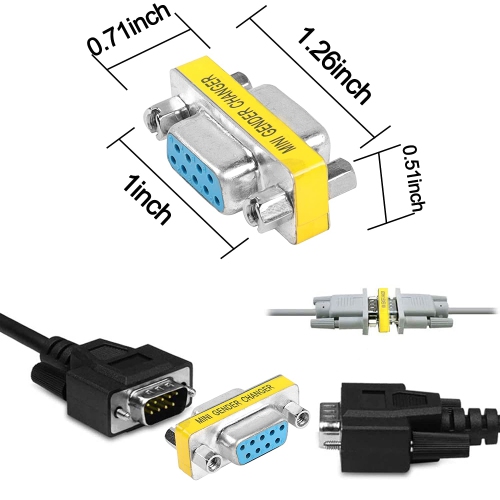 M DB9 Gender Changer D-SUB 9 Pin RS-232 Connector Serial Port Cable Coupler Adapter for Serial Applications-4Pcs