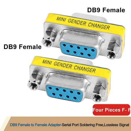 M DB9 Gender Changer D-SUB 9 Pin RS-232 Connector Serial Port Cable Coupler Adapter for Serial Applications-4Pcs