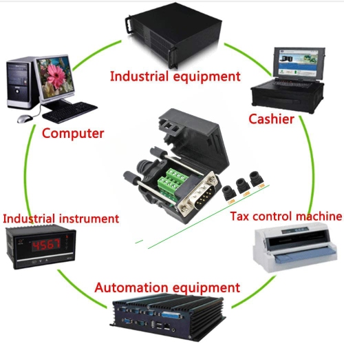 S DB9 Breakout Connector to Wiring Solderless Terminal RS232 D-SUB Male Serial Adapter 9pin Port Breakout Board Black Rubber Core with