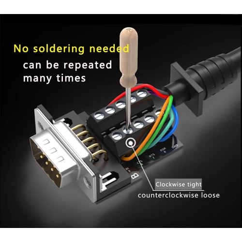 J 2PCS DB9 Male adapters ,Gold Plated 9 PIN RS232 RS485 Breakout Connector to Wiring Terminal ,No Soldering Needed DB9 Serial connectors with Bolts