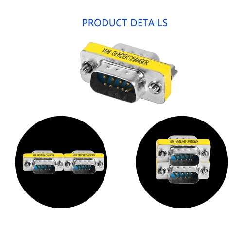 M DB9 Gender Changer D-SUB 9 Pin RS-232 Connector Serial Port Cable Coupler Adapter for Serial Applications-4Pcs