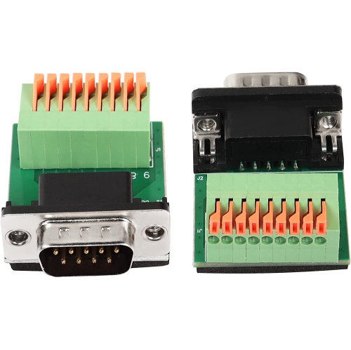 Q DB9 Male Solderless Breakout Board Connector RS232 D-SUB Serial to 9 Pin Port Terminal Solderless Adapter for Serial Communication Interface Devices