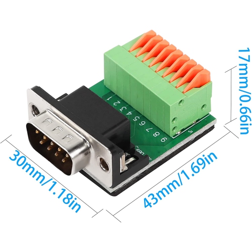 Q DB9 Male Solderless Breakout Board Connector RS232 D-SUB Serial to 9 Pin Port Terminal Solderless Adapter for Serial Communication Interface Devices