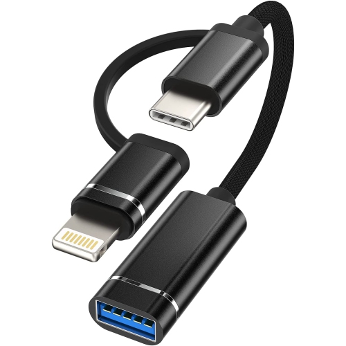 Image 1 de 7.. OTG Cable USB A Female to USB C Lightning Male Adapter Type 3.0 Converter Thunderbolt Camera Port Cord Mouse Adaptador para Dongle for iPhone 13 11