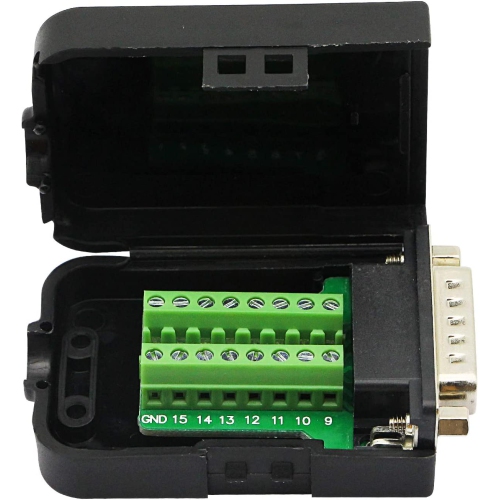 C DB15 Breakout Connector , DB15 D-SUB Male Solderless Serial Connector to DB15 Screw Wiring Terminal Signal Module Breakout PCB Board with Plastic