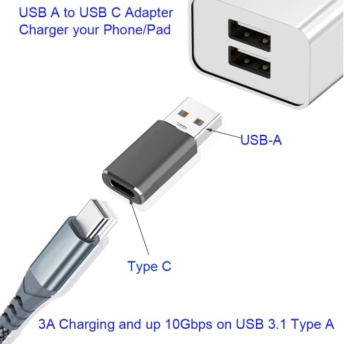 Q 10Gbps USB C Female to USB Male Adapter 2 Pack, USB 3.1 Gen2 to USB C Adapter Double-Sided Data Transfer and 60W Fast Charging Connector Compatible