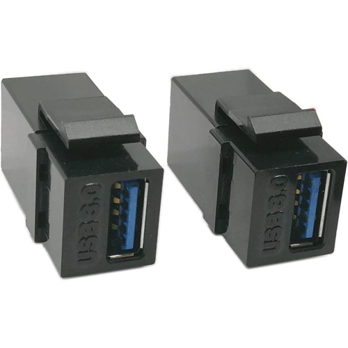 USB 3.0 Keystone Jack Inserts, H USB 3.0 Adapters Female to Female Coupler Insert Connector Wall Plate Outlet Panel-Black