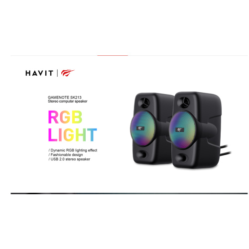 Havit SK213 2.0pcs Dynamic RGB Lighting Effect 3.5mm Jack+USB powered stereo computer speaker