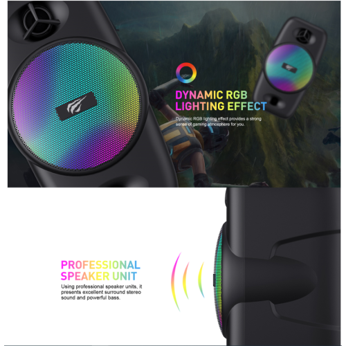 Havit SK213 2.0pcs Dynamic RGB Lighting Effect 3.5mm Jack+USB powered stereo computer speaker