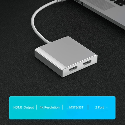 W Displayport to Dual Displayport MST Hub DP to 2 DP Splitter Multi Stream Transport Hub, for Windows