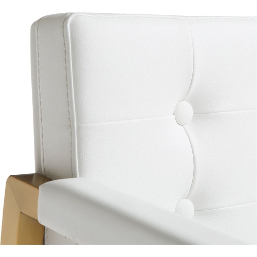 TOV Furniture Director 30" Steel/Fabric Bar Stool in White/Gold