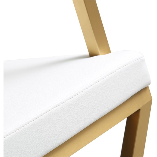TOV Furniture Director 30" Steel/Fabric Bar Stool in White/Gold