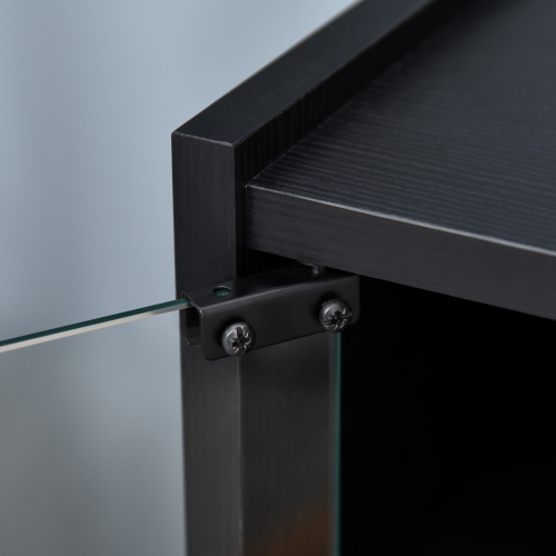 HOMCOM – Support multimédia à 5 niveaux, armoire de rangement pour DVD avec 3 tablettes réglables, portes en verre trempé et système d’organisation