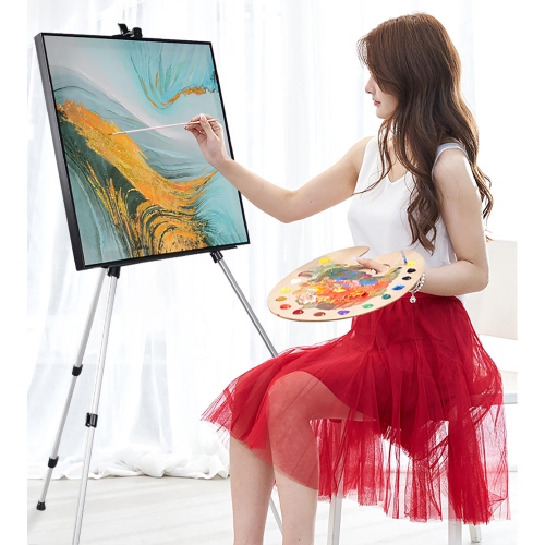 Portable Aluminum Tripod Art Easel, Adjustable Monopods for Poster Displaying Drawing and Painting