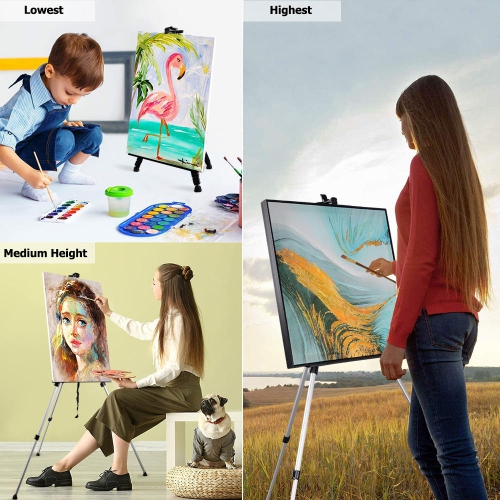 Portable Aluminum Tripod Art Easel, Adjustable Monopods for Poster Displaying Drawing and Painting