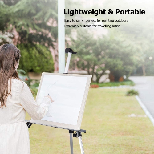 Portable Aluminum Tripod Art Easel, Adjustable Monopods for Poster Displaying Drawing and Painting