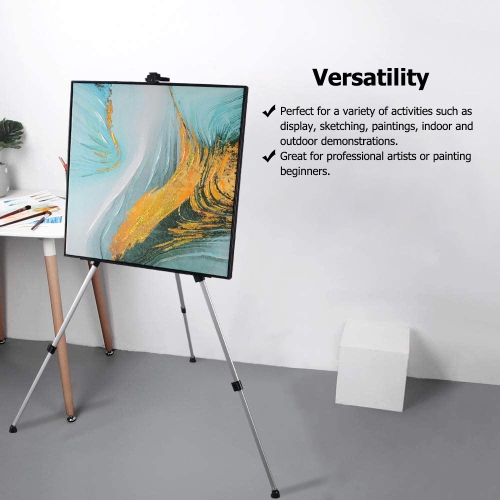Portable Aluminum Tripod Art Easel, Adjustable Monopods for Poster Displaying Drawing and Painting
