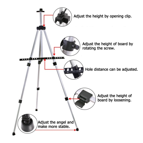 Portable Aluminum Tripod Art Easel, Adjustable Monopods for Poster Displaying Drawing and Painting