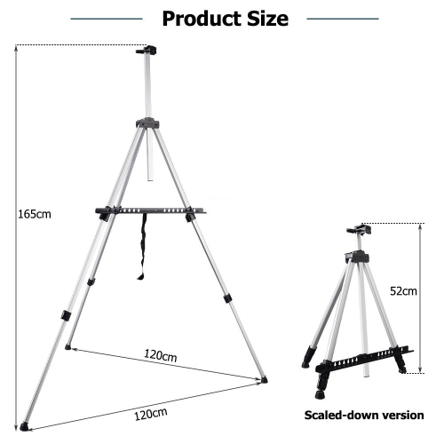 Portable Aluminum Tripod Art Easel, Adjustable Monopods for Poster Displaying Drawing and Painting