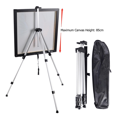 Portable Aluminum Tripod Art Easel, Adjustable Monopods for Poster Displaying Drawing and Painting