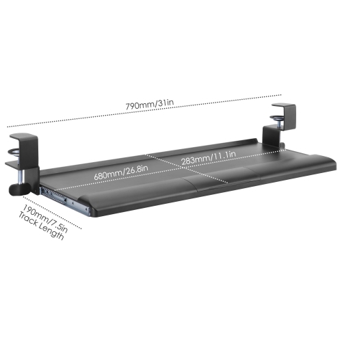Ergonomic Large Computer Keyboard and Mouse Tray, Under Desk Platform Keyboard Drawer Desk Mount Pull Out with C Clamp