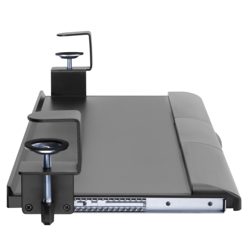 Ergonomic Large Computer Keyboard and Mouse Tray, Under Desk Platform Keyboard Drawer Desk Mount Pull Out with C Clamp
