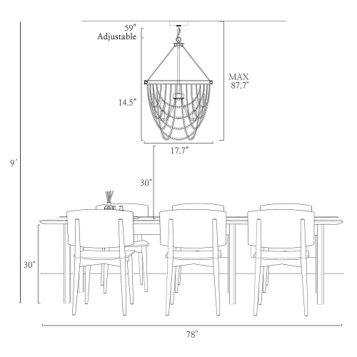 Modern Farmhouse Empire Beaded Chandelier, 4-Light Rustic Brown Transitional Candlestick Boho Chandelier with Wood Beads