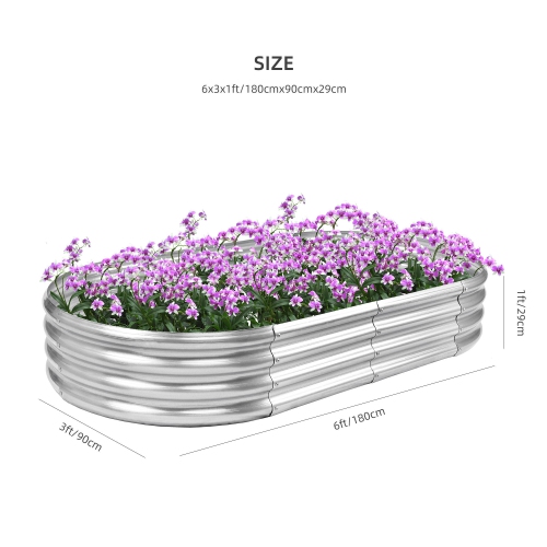 6 x 3 x 1 FT Outdoor Metal Raised Garden Bed, Weather-resistant and Anti-rust Planter Box for Backyard Patio Grow Vegetables Herbs Flowers