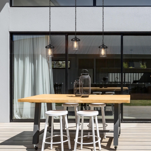 Modern Black Outdoor Pendant Light, 1-Light Farmhouse Lantern Indoor/Outdoor Hanging Light